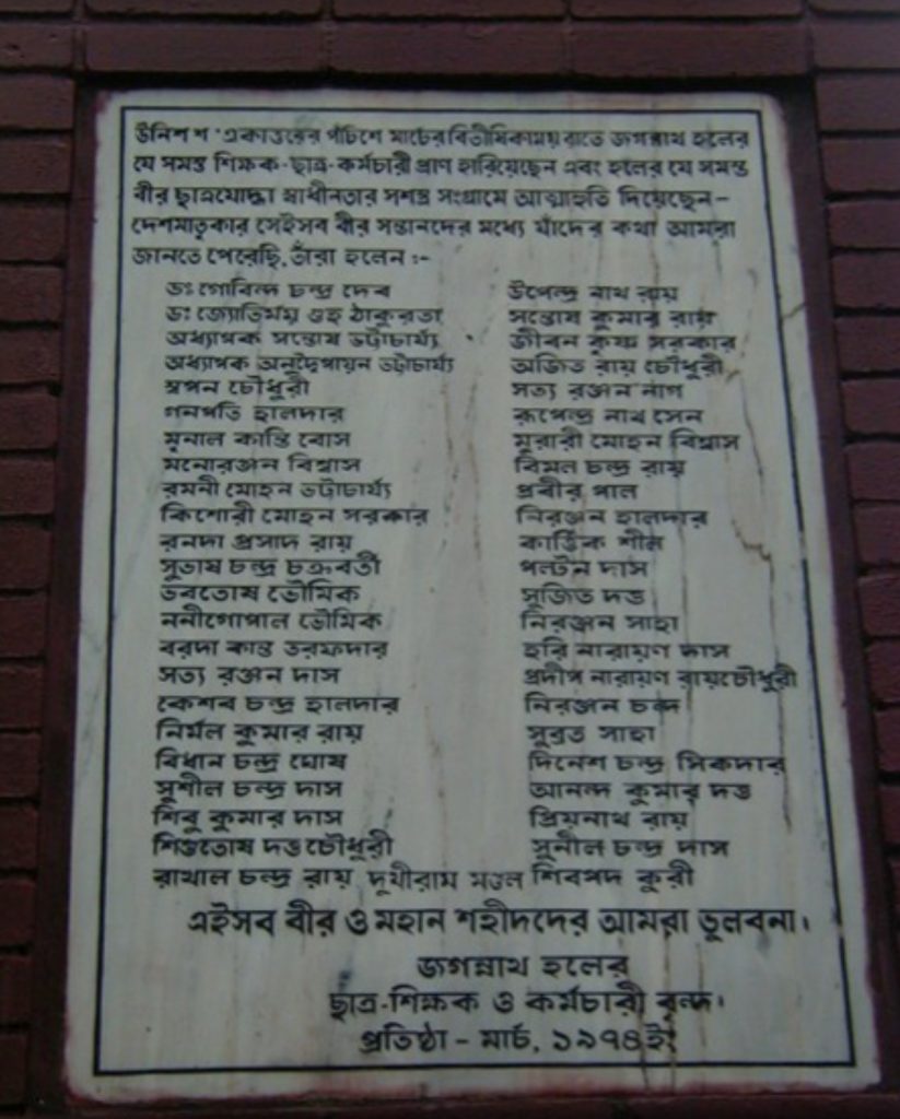 List of martyred students in the Dhaka University Massacre